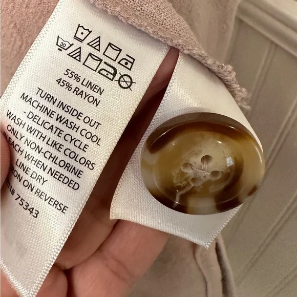 Sigrid Olsen Linen Blend Duster Coat Soft Blush Lightweight Jacket Size M - Picture 11 of 13